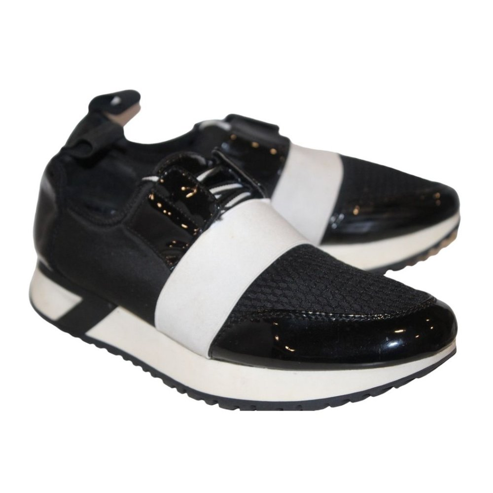 STEVE MADDEN Womens Black/White Low Polar SNEAKERS / SHOES Lace-Up Sz 8M